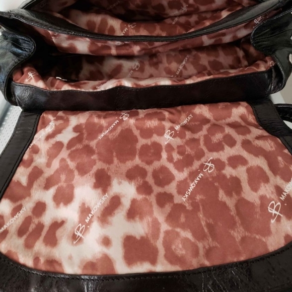 Black Genuine Leather Satchel Bag  B Makousky Davon with a Convertable Strap - Picture 7 of 7